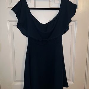 Dark green off shoulder flowy dress